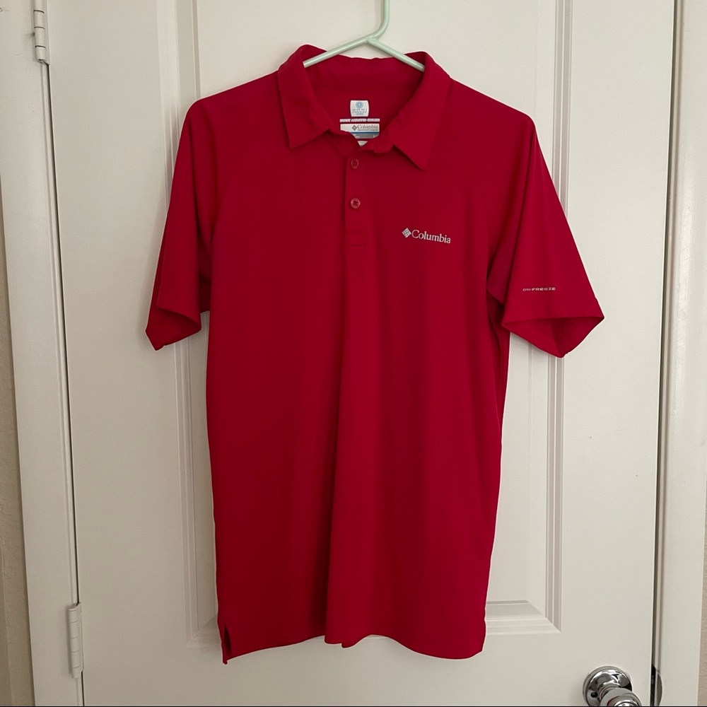 Mens Red Columbia Polo